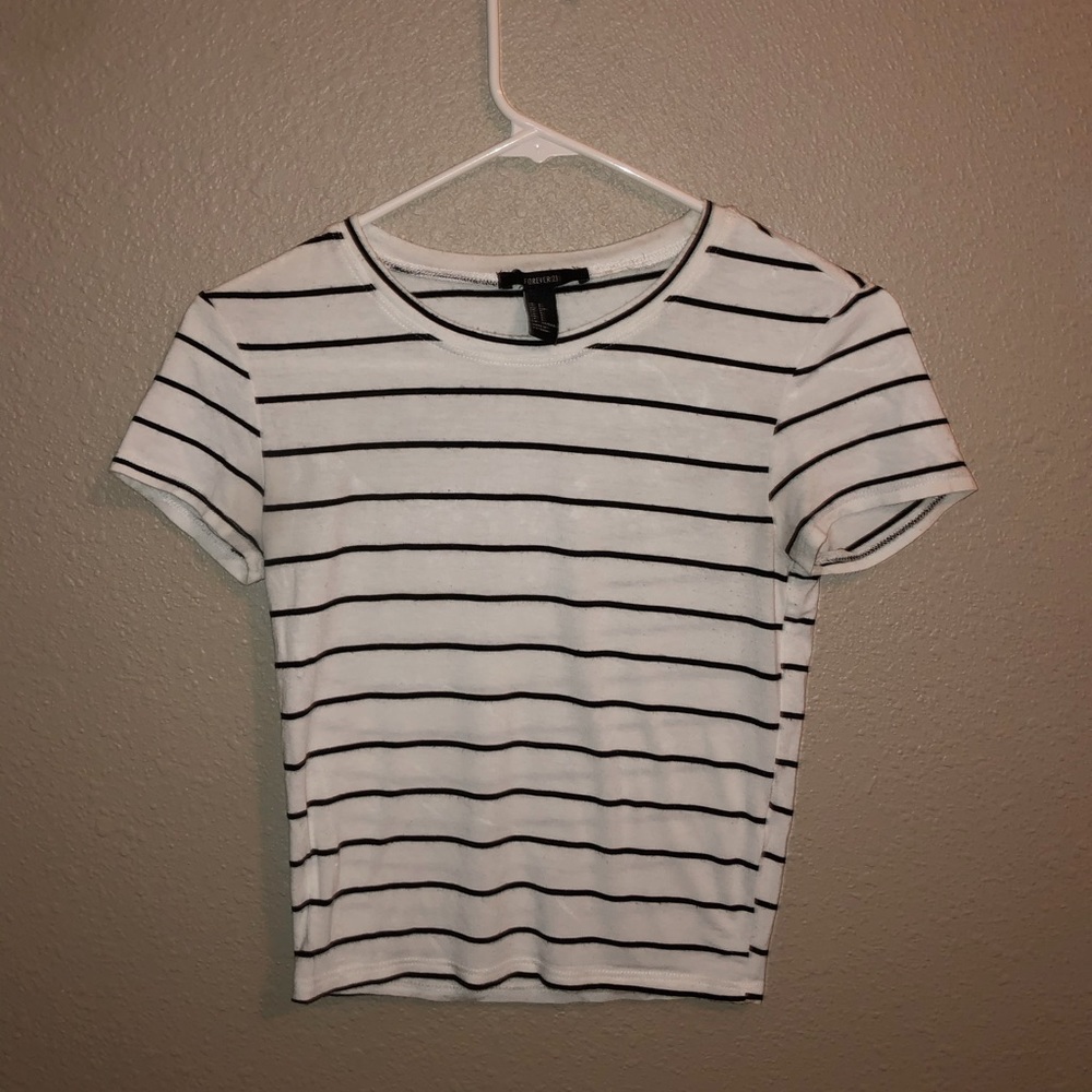 Striped black and white crop top